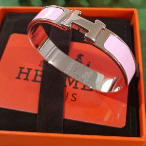 Pink Bangle HermEs-H enamel bracelet